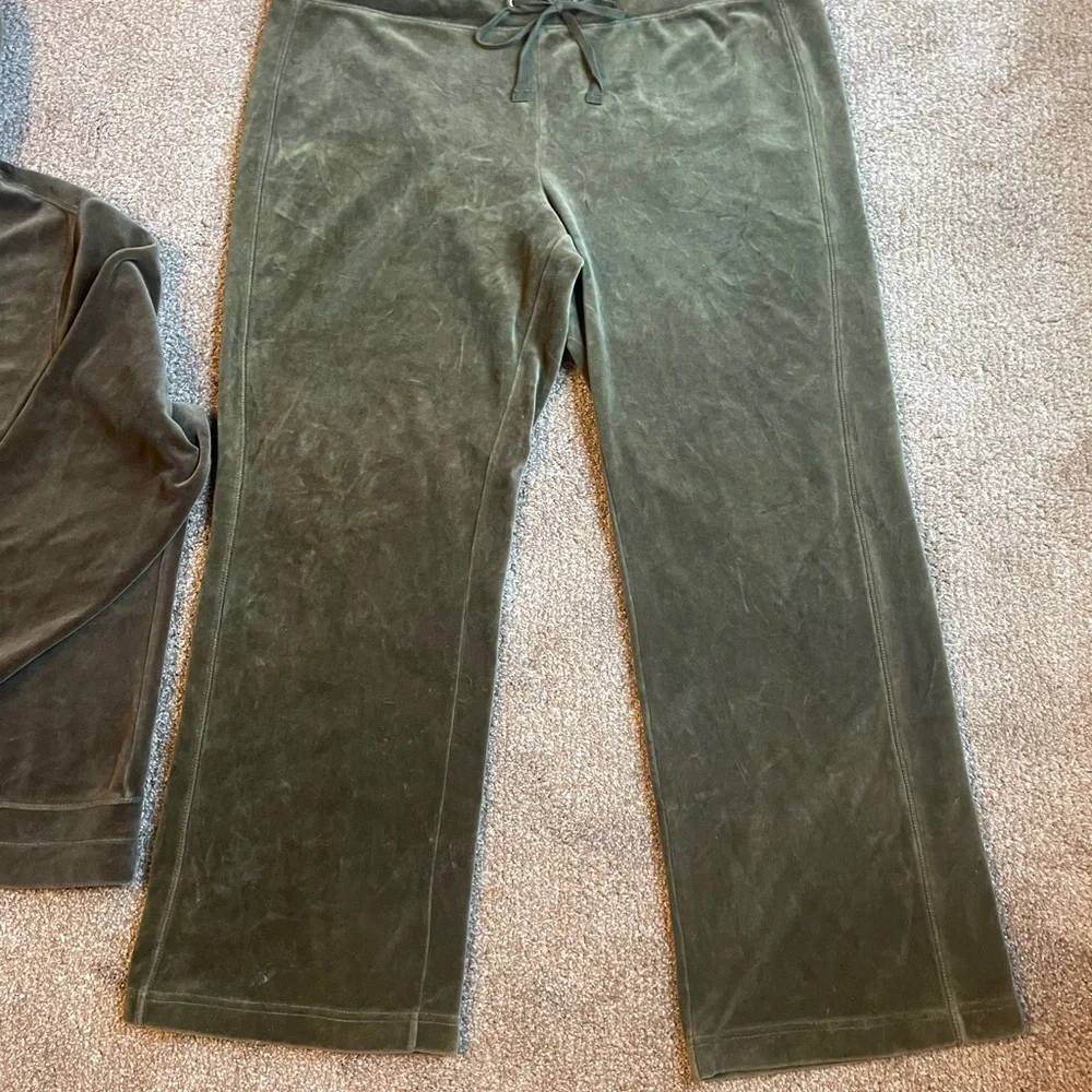 Green Velour Zip Up Hoodie and Pants Set Hoodie 3X Pants XXL Lounge Wear - Picture 7 of 16